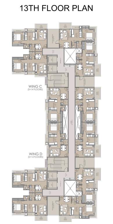  galaxy phase ii C And D Wing 12 To 14 Floors Cluster Plan for 13th Floor