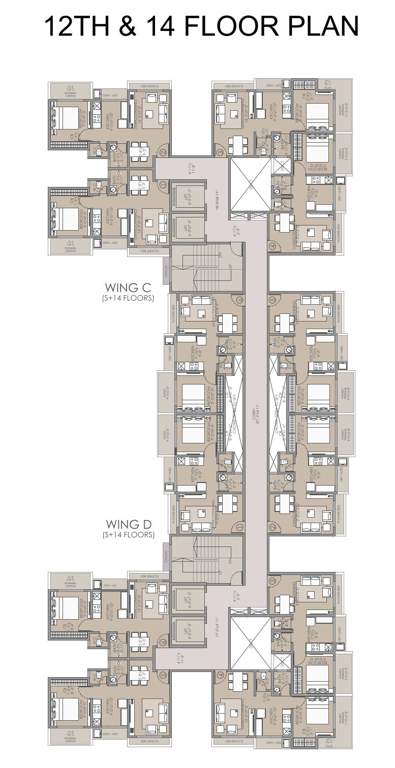  galaxy phase ii C And D Wing 12 To 14 Floors Cluster Plan from 12th to 14th Floor