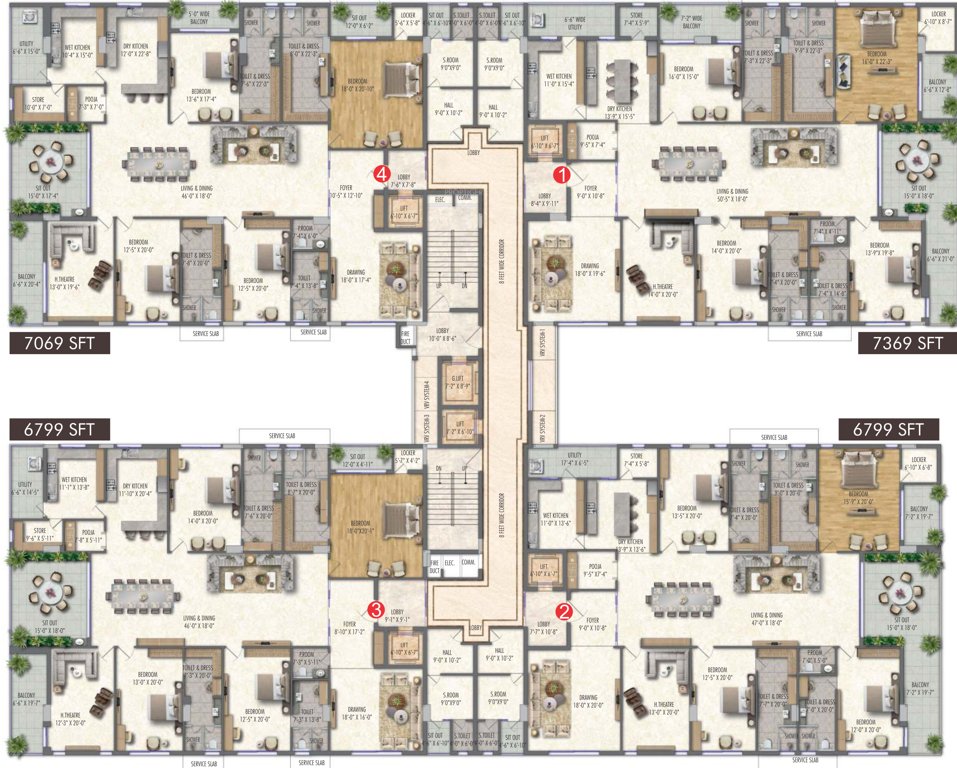  jyothi valencia Block A Typical Floor Cluster Plan