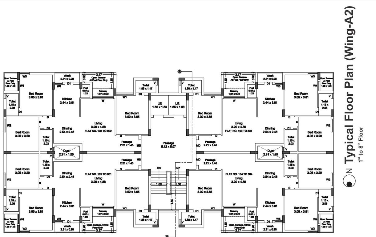  pramukh exotica Block A2 Cluster Plan From 1st To 8th Floor