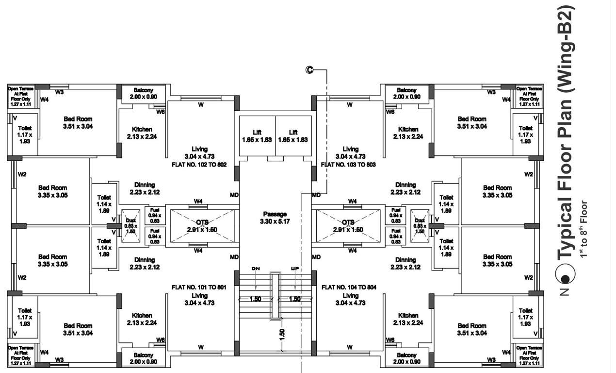  pramukh exotica Block B2 Cluster Plan From 1st To 8th Floor