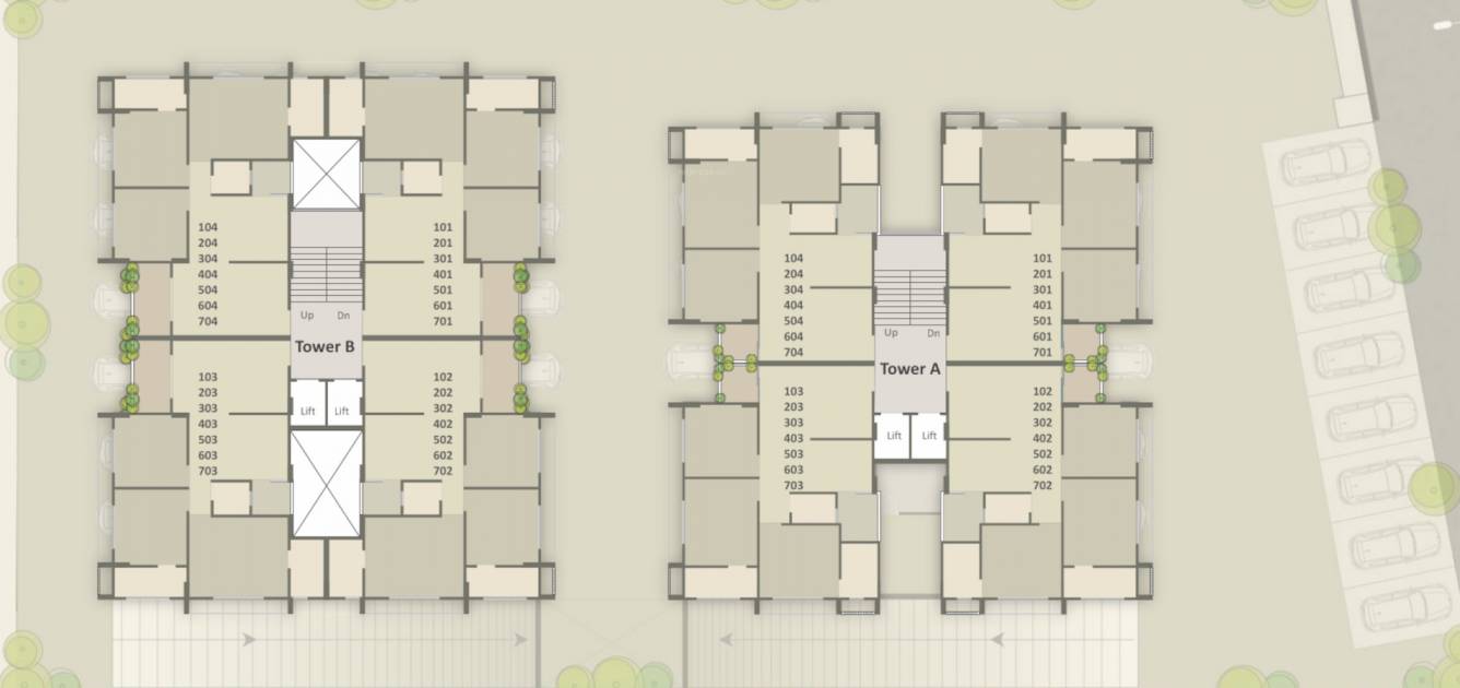  residency Cluster Plan from 1st to 7th Floor