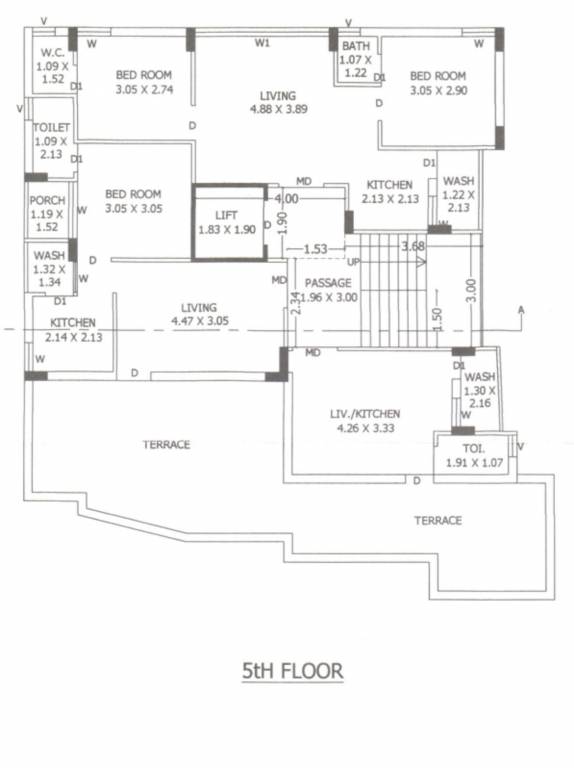 flats Kuber Flats Cluster Plan for 5th Floor