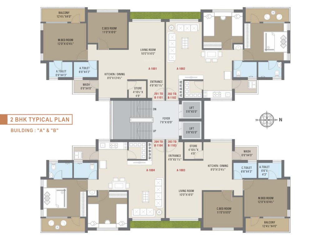  heights Building A And B Cluster Plan from 2nd to 11th Floor