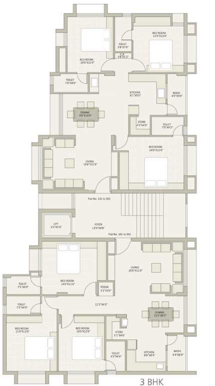  aster flat Wing 1 Cluster Plan From 1st To 5th Floor