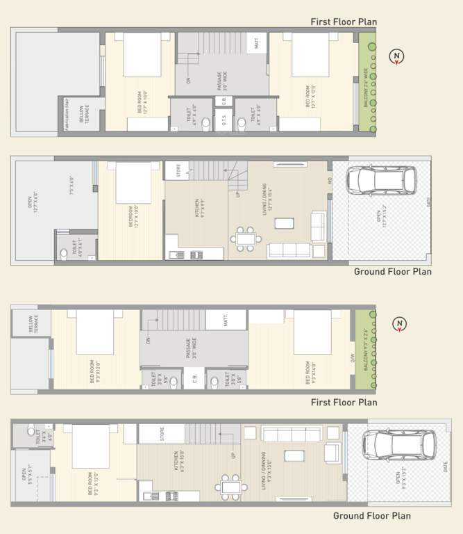  atulyam bungalows phase 2 Cluster Plan from ground to 1st Floor