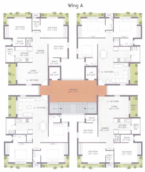  exotica Wing A Cluster Plan from 1st to 8th Floor