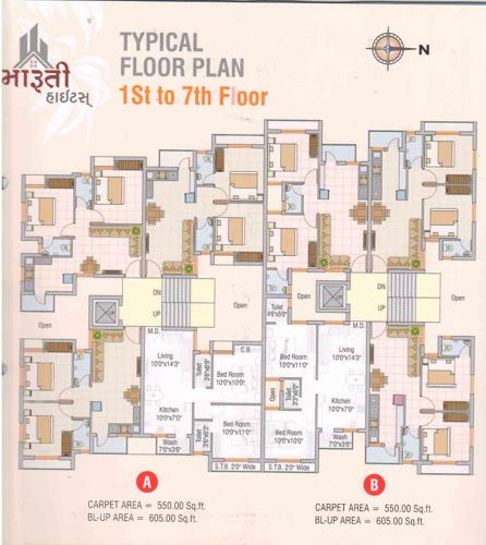  maruti-hights Wing A Cluster Plan from 1st to 7th Floor