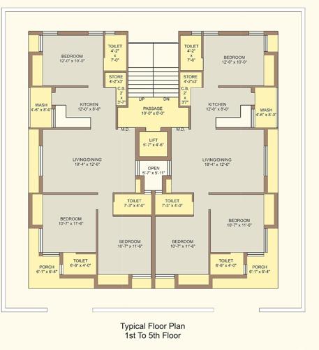  vandana Maruti Vandana Cluster Plan from 1st to 5th Floor