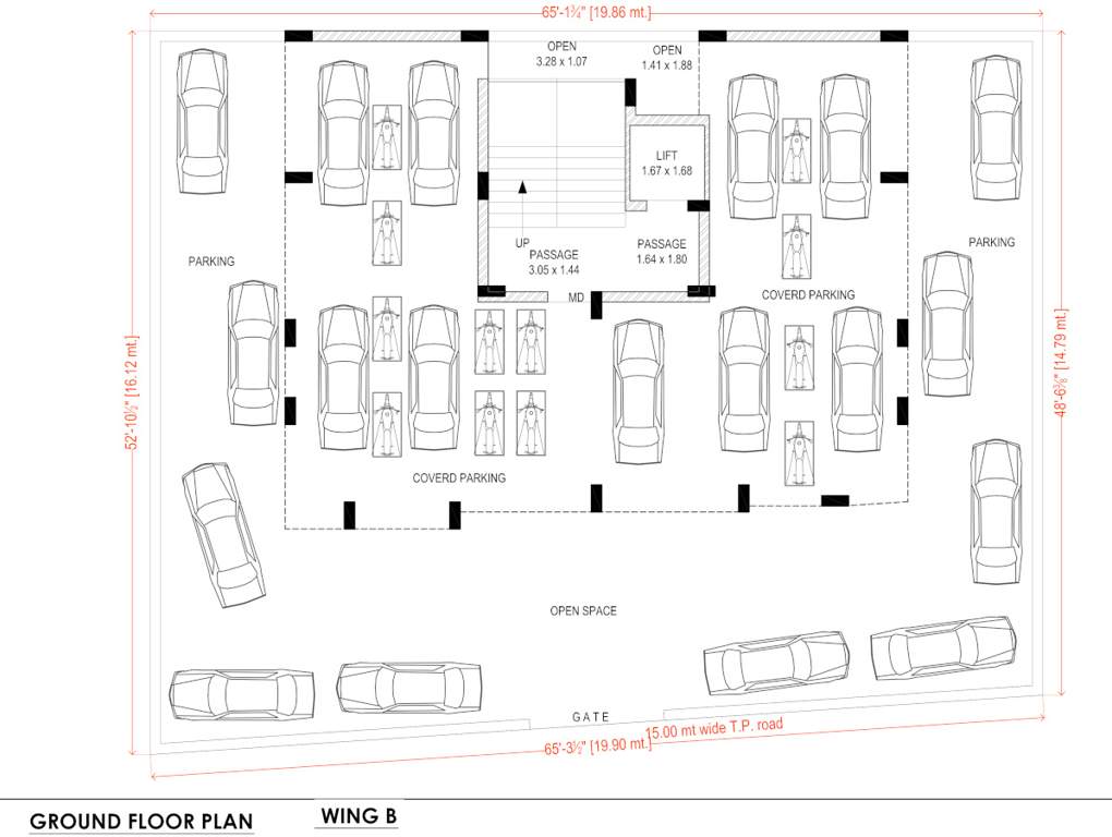  green city apartment Wing B Cluster Plan for ground Floor
