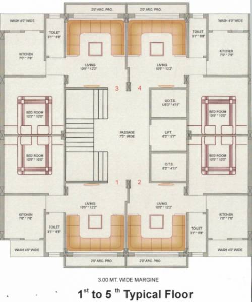  pratham-corner Pratham Corner Cluster Plan from 1st to 5th Floor