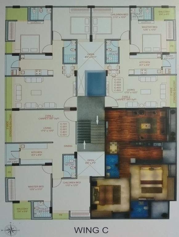  prime Wing c Cluster Plan from 1st to 2nd Floor