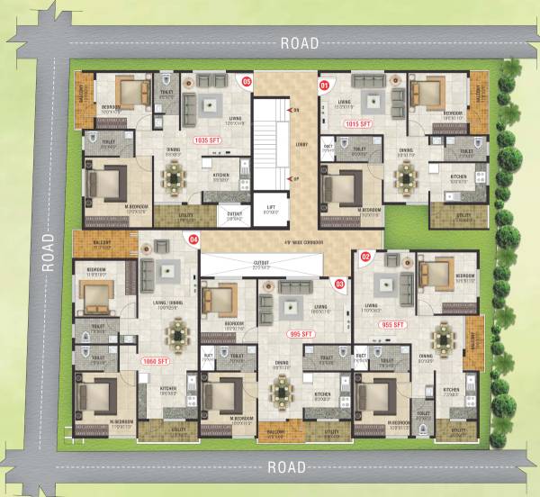 homes VRL Homes Cluster Plan from ground to 4th Floor