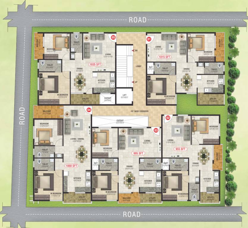  homes VRL Homes Cluster Plan from ground to 4th Floor