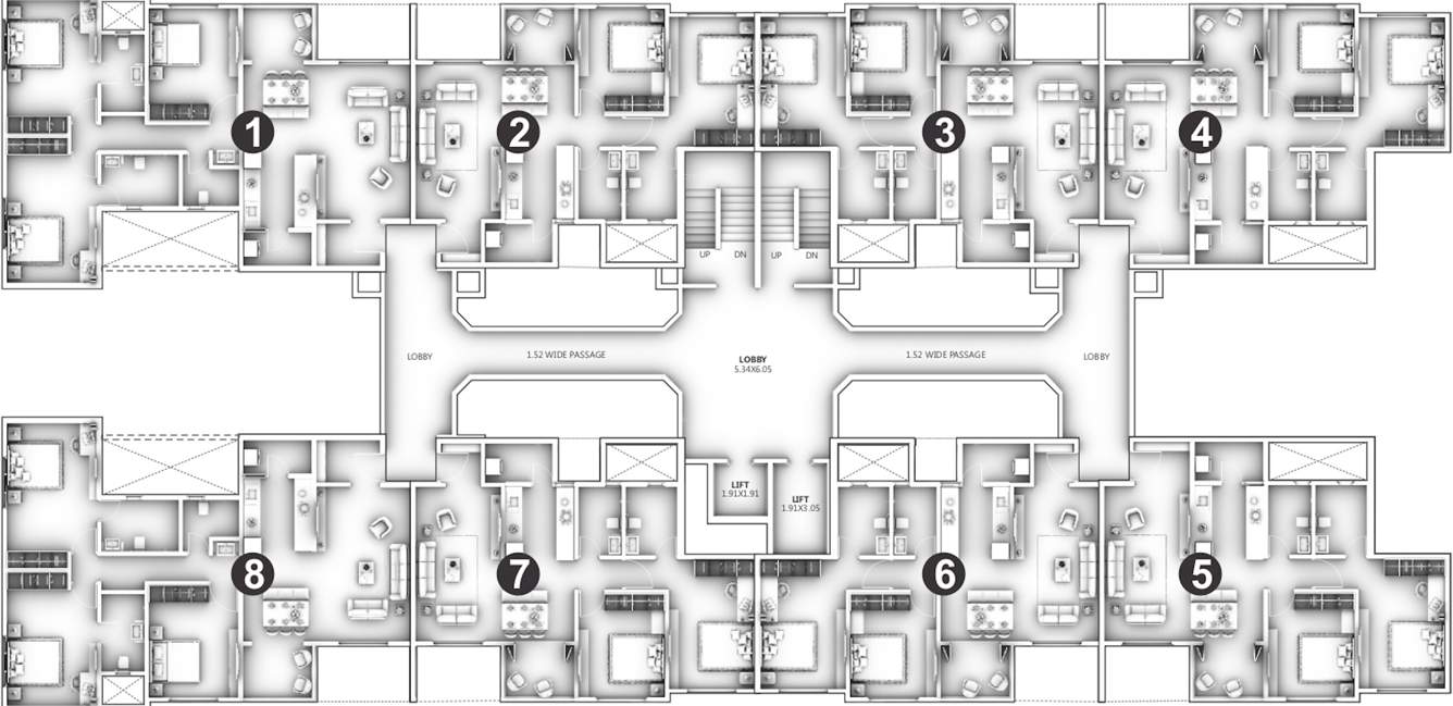 ganga arcadia a building Ganga Arcadia A Building Cluster Plan For Even Typical