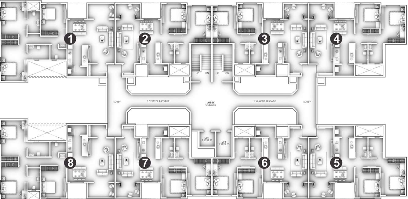 ganga arcadia a building Ganga Arcadia A Building Cluster Plan For Odd Typical