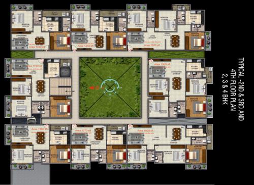 lalbagh-residency Comfort Lalbagh Residency Cluster Plan from 2nd to 4th Floor