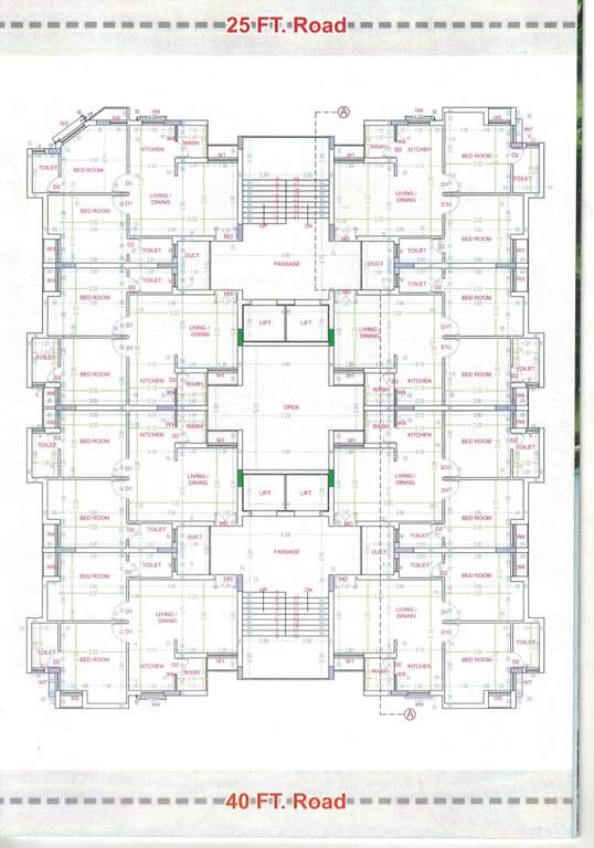  prashanti flats Wing A Cluster Plan from 1st to 2nd Floor