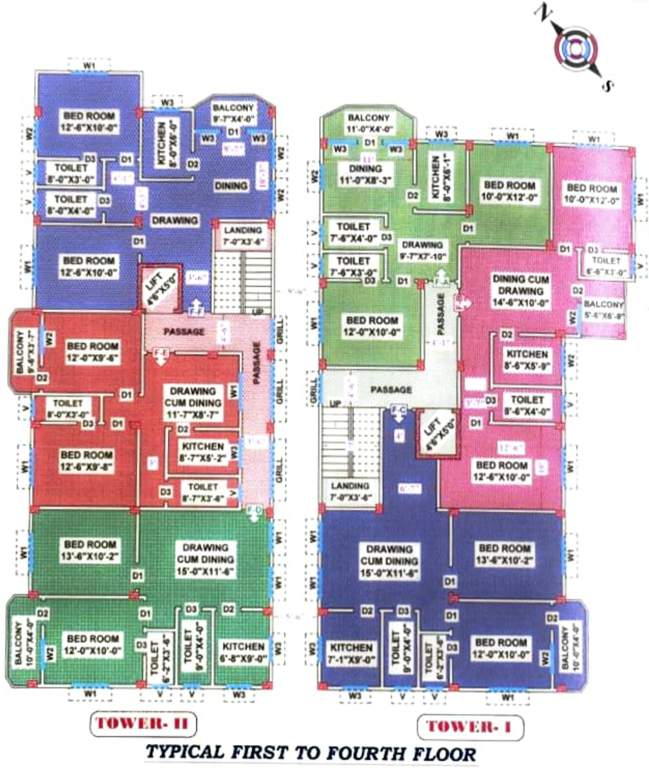  baishali Dummy Tower Cluster Plan from 1st to 4th Floor