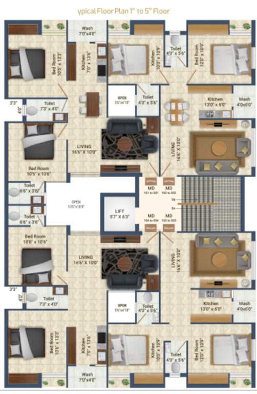  dwarika pearl Dwarika Pearl Cluster Plan from 1st to 5th Floor