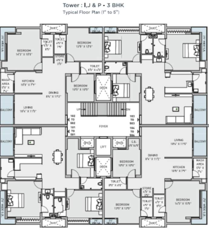  elegance J Cluster Plan from 1st to 5th Floor