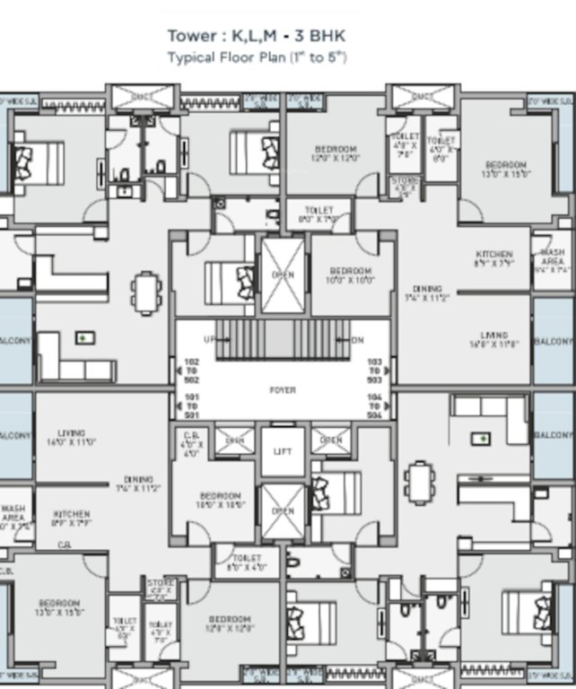  elegance K Cluster Plan from 1st to 5th Floor