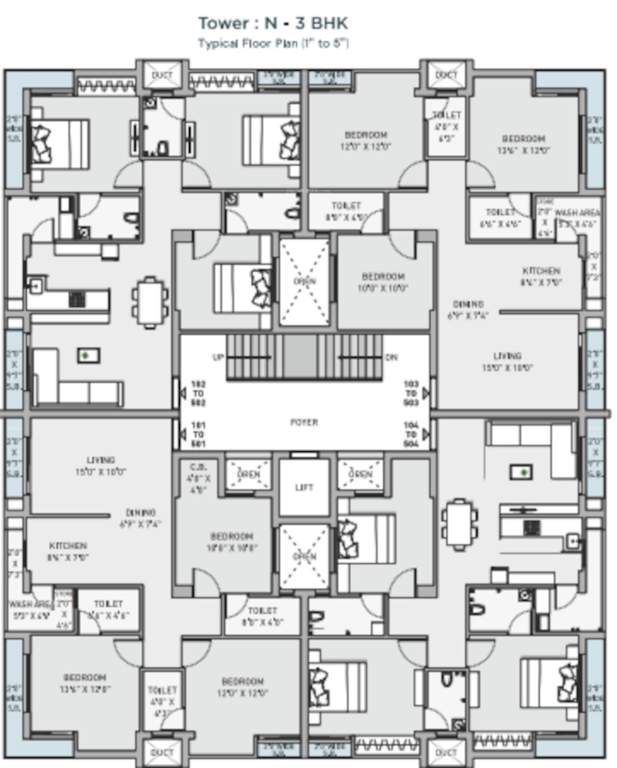  elegance N Cluster Plan from 1st to 5th Floor