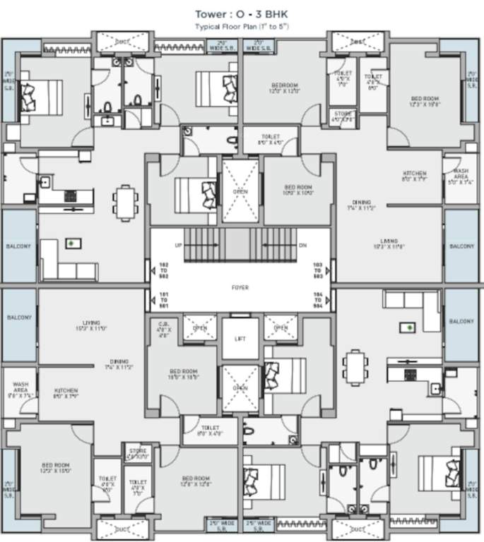  elegance O Cluster Plan from 1st to 5th Floor