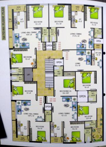  city-villa City Villa Cluster Plan from 1st to 4th Floor