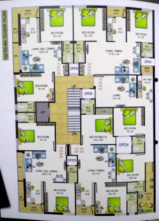  city villa City Villa Cluster Plan from 1st to 4th Floor