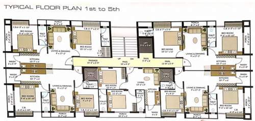  complex 1 Cluster Plan from 1st to 5th Floor
