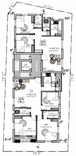  srb-flat SRB Flat Cluster Plan For 2nd Floor