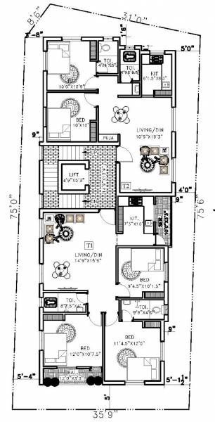  srb-flat SRB Flat Cluster Plan For 3rd Floor