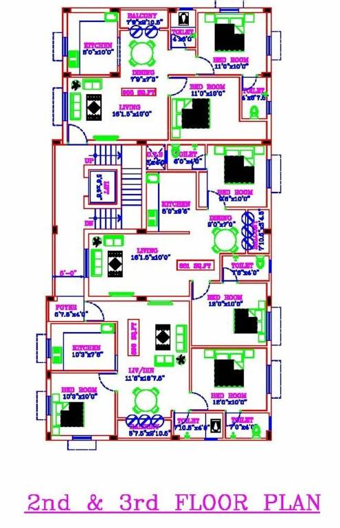  mithun durga flats Mithun Durga Flats Cluster Plan From 2nd To 3rd Floor