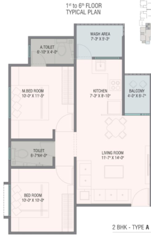 matruka residency A Cluster Plan from 1st to 6th Floor
