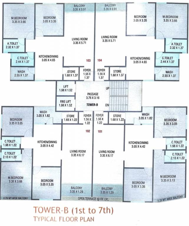 enclave Tower B Cluster Plan from 1st to 7th Floor