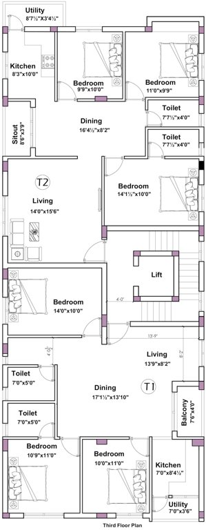  thirumal castle Thirumal Castle Cluster Plan for 3rd Floor