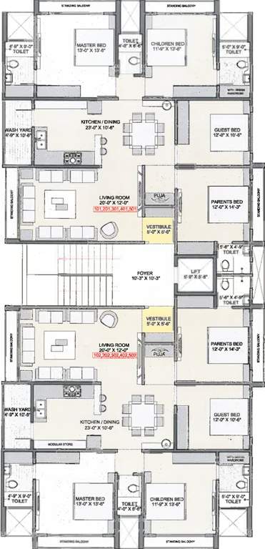  vama elegance Vama Elegance Cluster Plan from 1st to 5th Floor