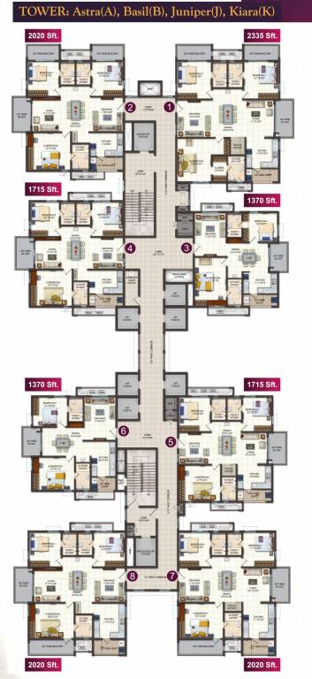 provincia Tower A, B, J And K Cluster Plan for Typical Floor