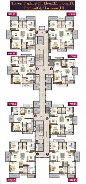 Tower D, E, F, G And H Cluster Plan for Typical Floor provincia Tower D, E, F, G And H Cluster Plan for Typical Floor