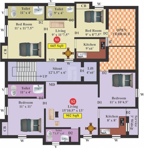  aadhana Aadhana Cluster Plan for 2nd Floor