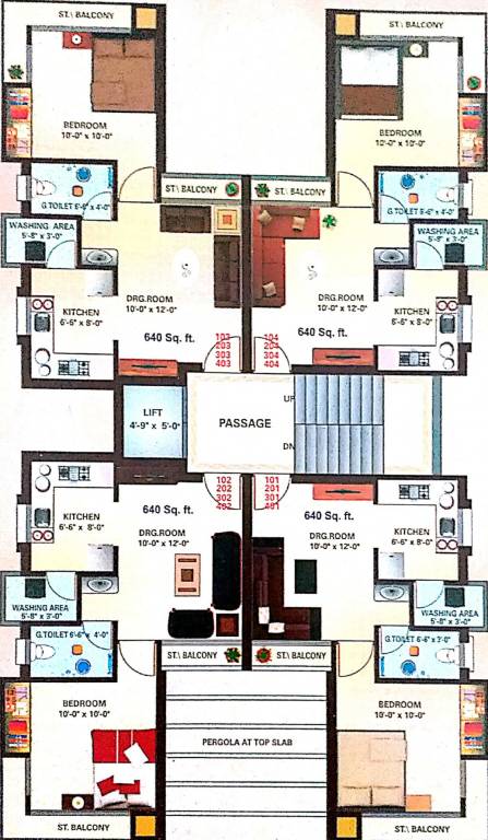  gokulam Block A Cluster Plan from 1st to 4th Floor