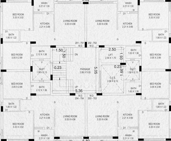  city Wing A , B, C Cluster Plan from 2nd to 7th Floor