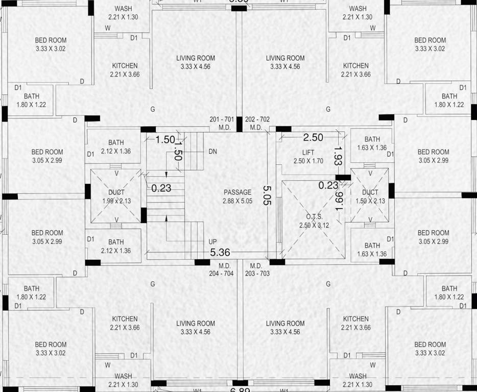  city Wing A , B, C Cluster Plan from 2nd to 7th Floor