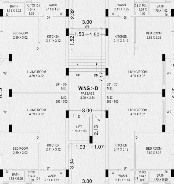  city Wing D Cluster Plan from 1st to 7th Floor