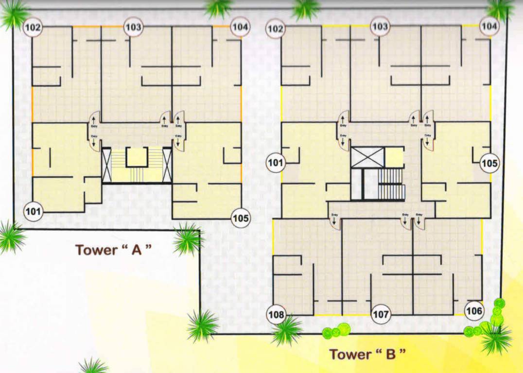  pujan Tower A And B Cluster Plan from 1st to 4th Floor
