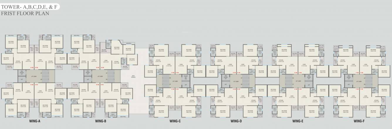  shubham resicom A,B,C,D,E,F Cluster Plan For 1st Floor