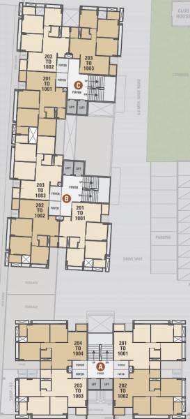  shyam-saral A,B,C Cluster Plan For Typical Floor