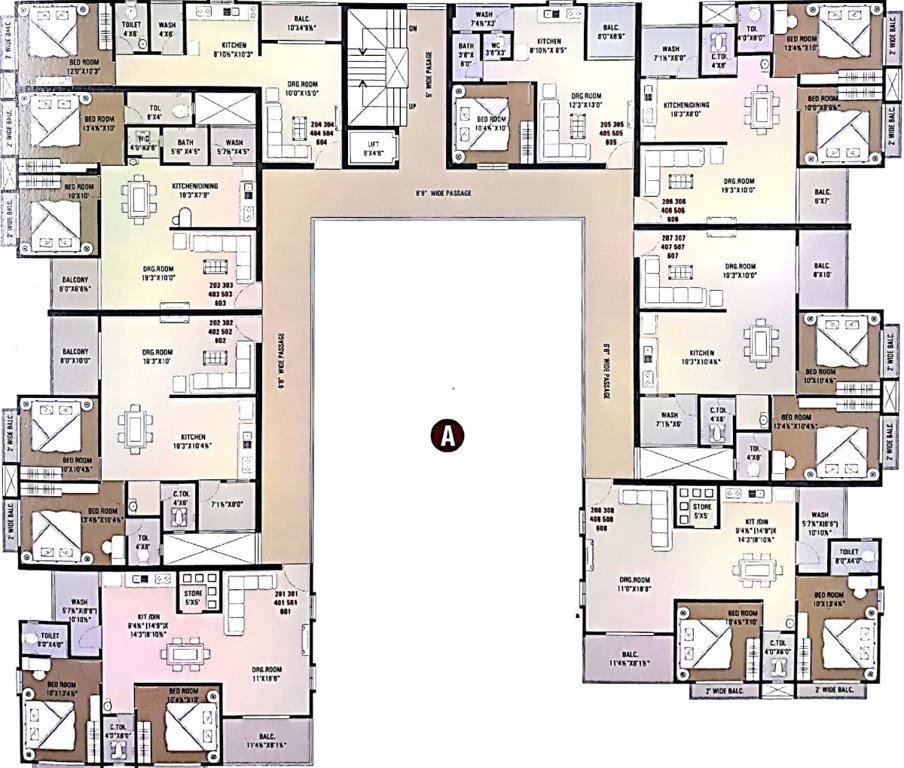  shubham valley Block A Cluster Plan from 1st to 7th Floor