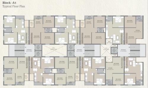  rang-city-flats Block A1 Cluster Plan from 1st to 8th Floor